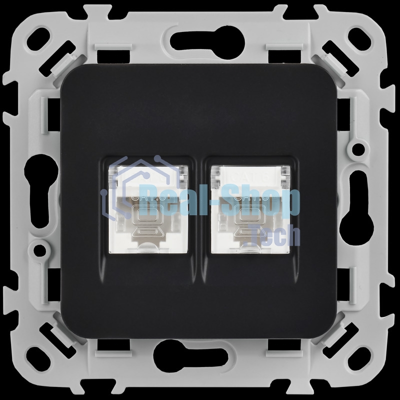 Розетка 2-местная RJ45/RJ11 категория 5Е/3 UTP РКТ5е/3-2-0-ФлЧ черный FLITE