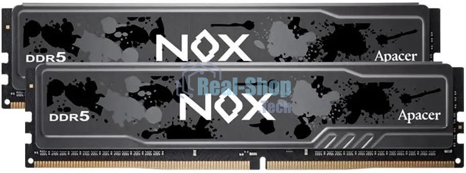 Оперативная память Apacer Nox, DDR5, 32Gb (2x16Gb), 5200MHz, CL40, DIMM, радиатор, серый/черный