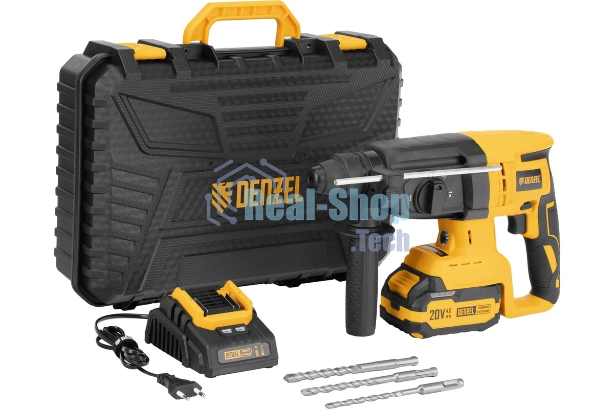 Перфоратор Denzel RHH-BL-20-28, SDS-plus, 20 В, 3 Дж, от аккумулятора
