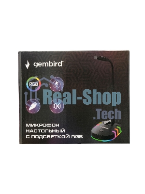Микрофон настольный конденсаторный Gembird M-05RGB, подсветка RGB, черный