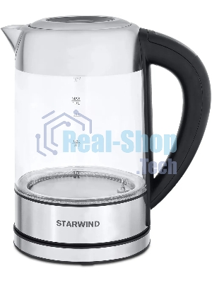 Чайник электрический Starwind SKG5213 1.7 л, 2200 Вт, черный/серебристый