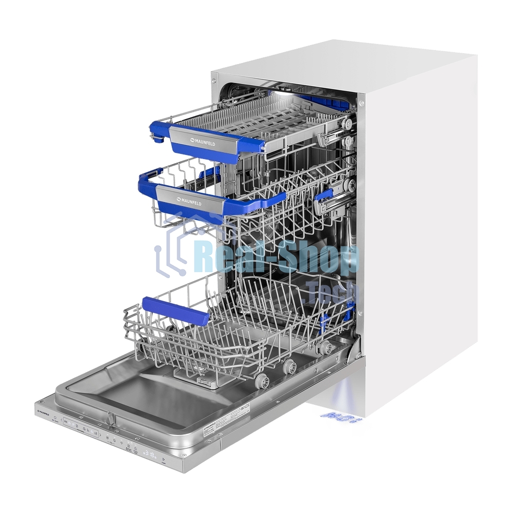 Встраиваемая посудомоечная машина Maunfeld MLP45330T Smart Beam Inverter Wi-Fi, белый, 44.8 см, 10 компл., 44 дБ, класс A+++