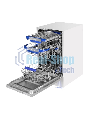 Встраиваемая посудомоечная машина Maunfeld MLP45330T Smart Beam Inverter Wi-Fi, белый, 44.8 см, 10 компл., 44 дБ, класс A+++