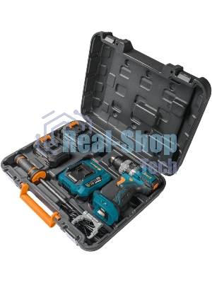 Дрель-шуруповерт Bort BAB-21Ix2Li-XDK, 18 В, 4 Ач, 150 Нм, бесщеточный, ударная