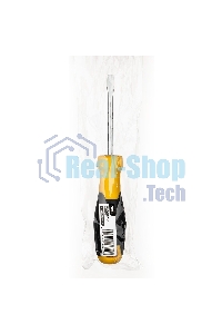 Отвертка шлицевая Deli DL6350751 5х75мм CR-V, Двухкомпонентная ручка. Хромированная