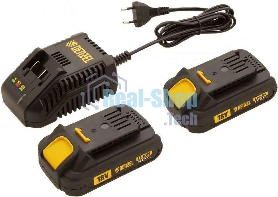 Дрель-шуруповерт аккумуляторная Denzel BLDL-IB-18-02, 18В, 2 АКБ, Кейс