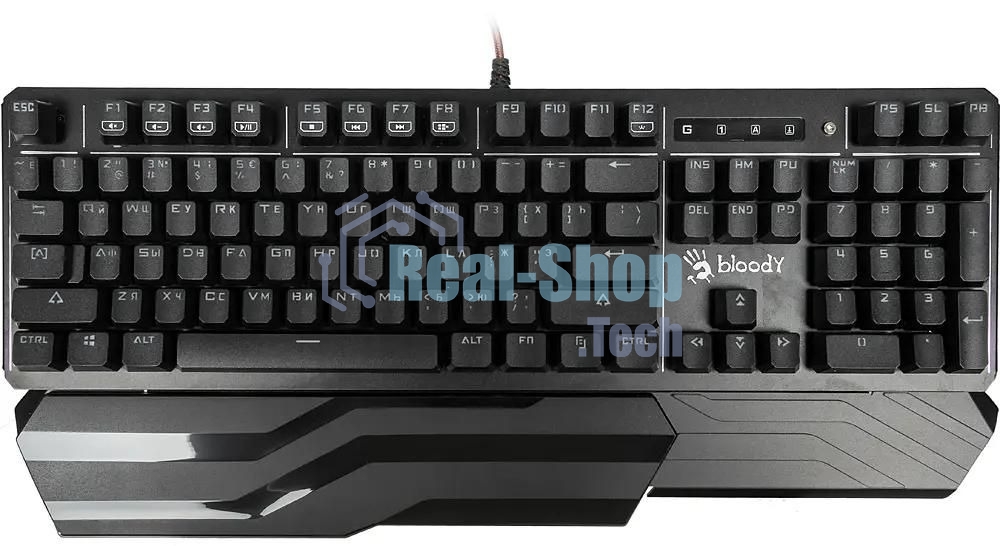 Клавиатура проводная A4 B975 механическая черный USB Gamer LED (подставка для запястий)