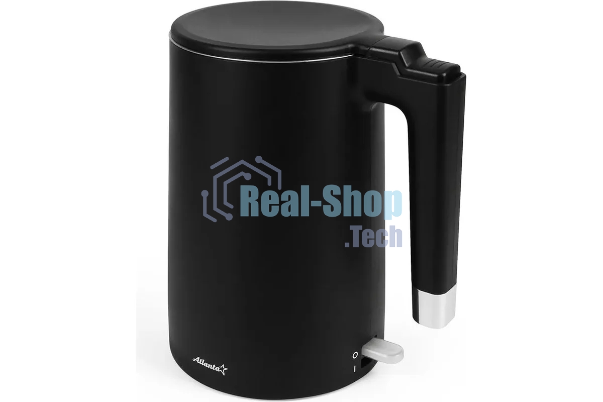 Чайник электрический Atlanta ATH-2449 черный 1,7л, нержавейка, двухстенный