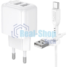 Сетевое зарядное устройство BOROFONE (6941991113772) BAS41Aa 2USB 2.0A для Type-C