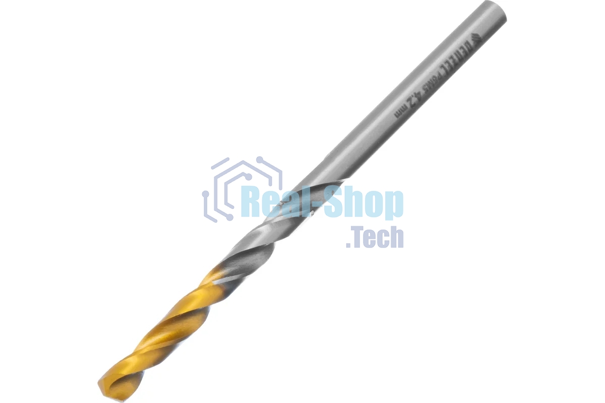 Сверло спиральное по металлу Denzel 4,2 x 75мм, Р6М5, Golden Tip