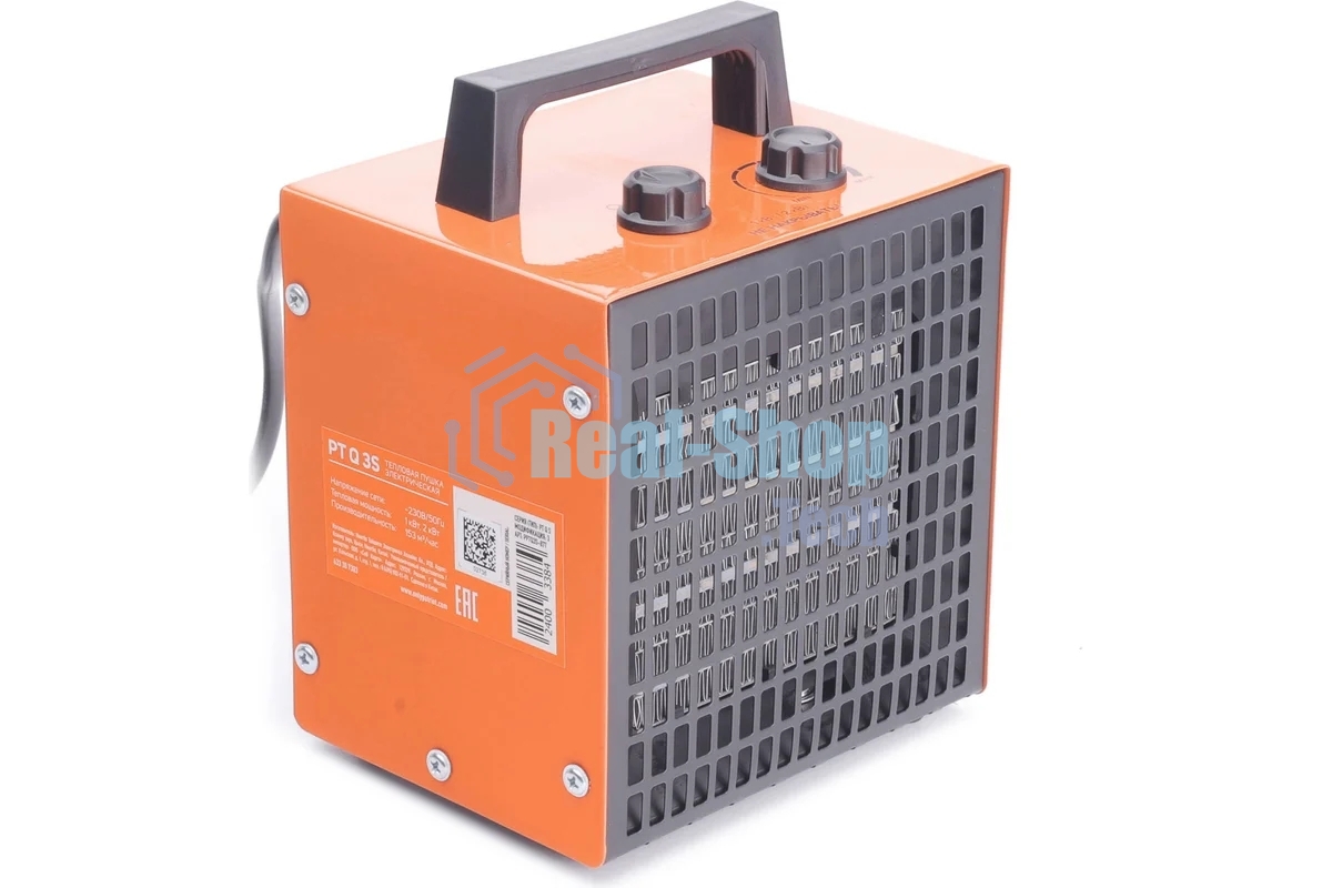 Тепловентилятор электрический Patriot PT Q 3S, оранжевый/черный, 2000 Вт, 25 м2, термостат