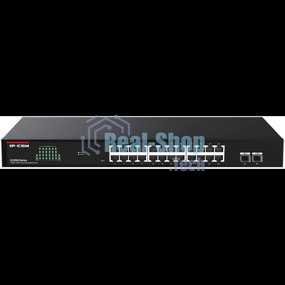 Коммутатор управляемый IP-COM G2226F, 24x1 Гбит/с, SFP 2x1 Гбит/с, черный