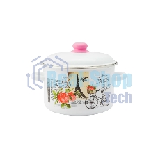 Кастрюля Appetite 1RD201М Париж с крышкой, эмалированная сталь, цилиндрическая 4 л