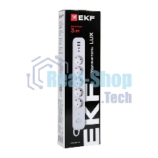 Удлинитель EKF UBA-LUX-503-TC 5х3 м IP20 2USB 2.4А+2type-C LUX 1.5 кв.мм