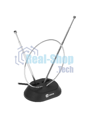 Телевизионная антенна Harper ADVB-2111 (комнатная, пассивная;DVB-T2; VHF/UHF (174–230 MHz, 470-862 MHz); 20 dB; 75; 3dB; 1 м)
