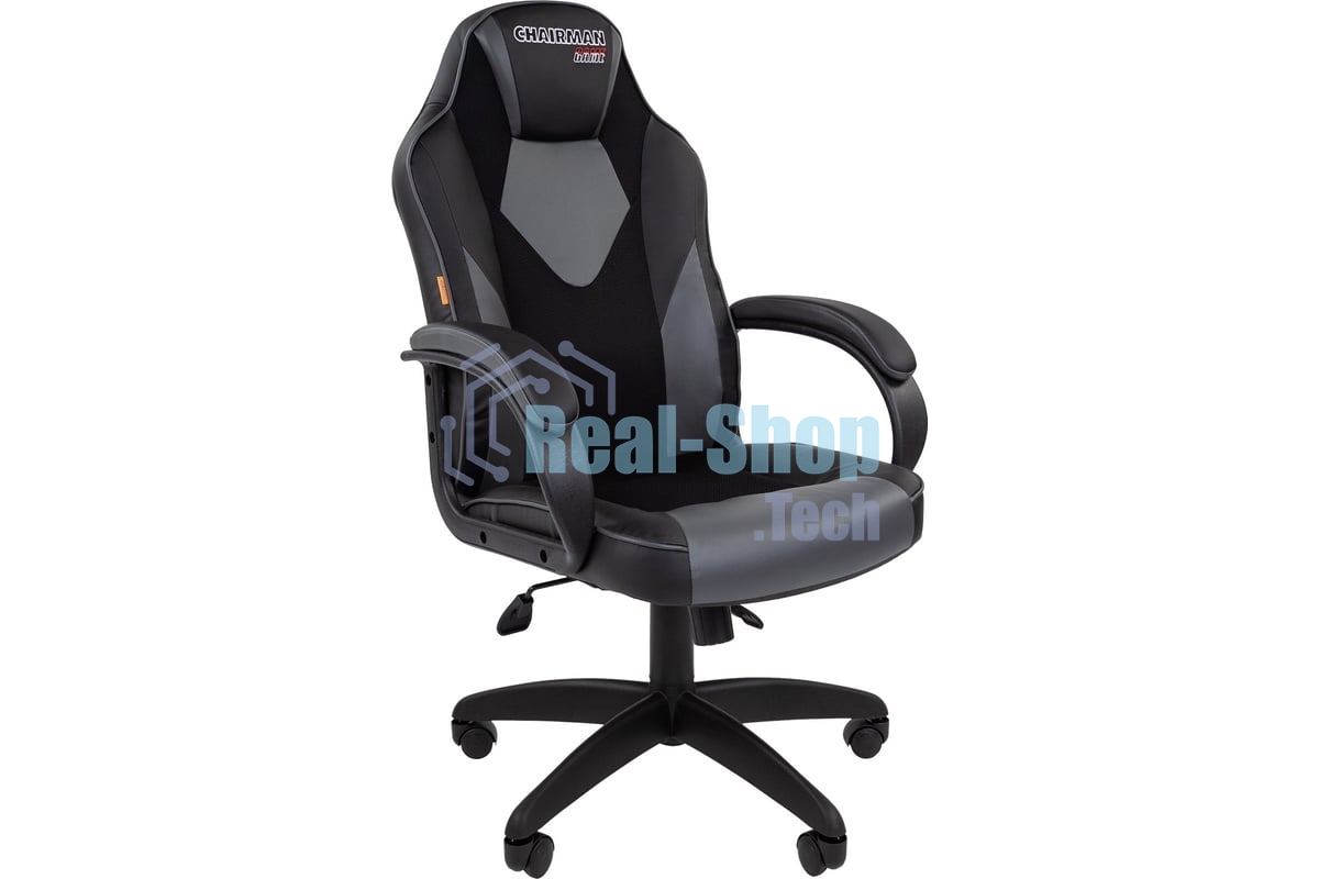Кресло Chairman game 17 черный, экокожа, 120 кг, механизм качания