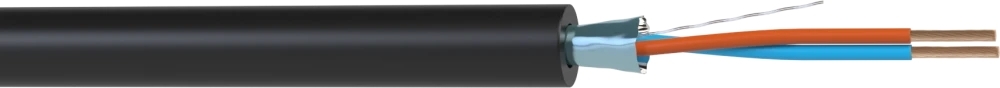 Кабель балансный микрофонный 300 м, 24 AWG, 0.22 мм2, диаметр 3.8 мм, экран, медь 7 x 0.20 мм, черный, бухта