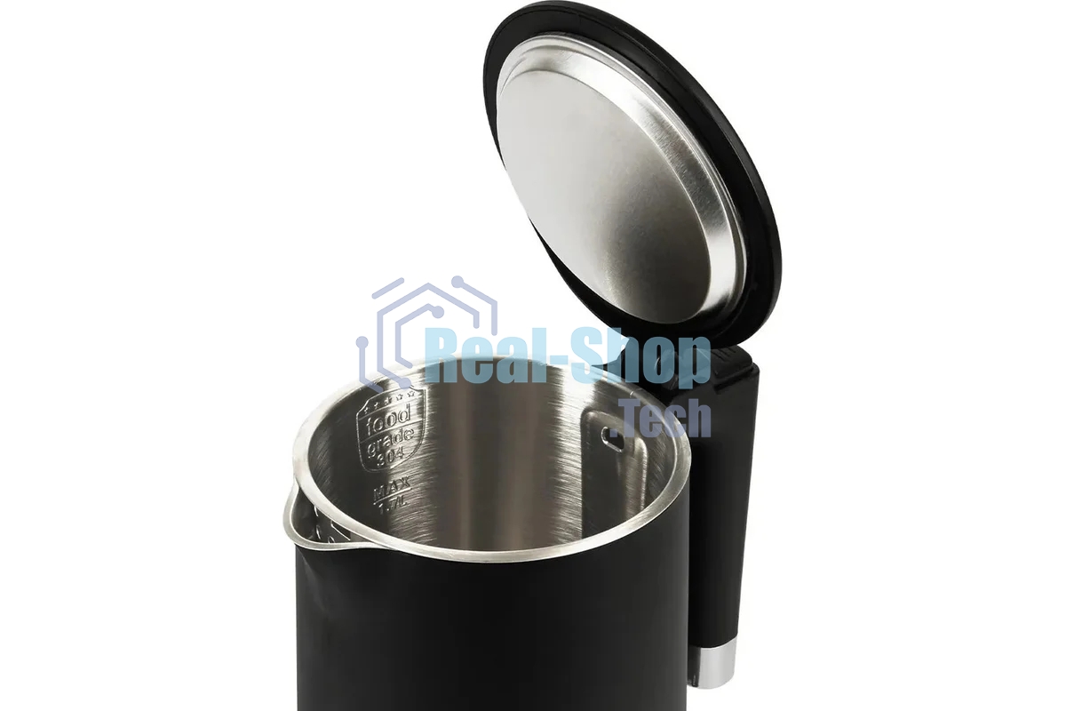 Чайник электрический Atlanta ATH-2449 черный 1,7л, нержавейка, двухстенный