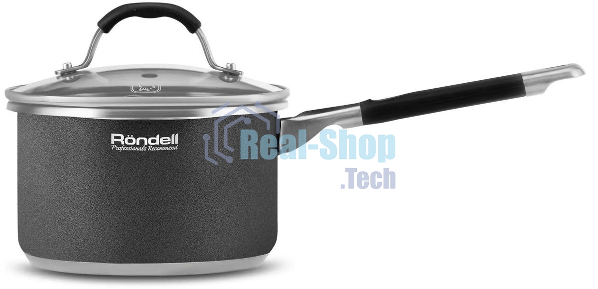 Ковш Rondell Stern RDS-008, 1.9л, с крышкой 16см, серый