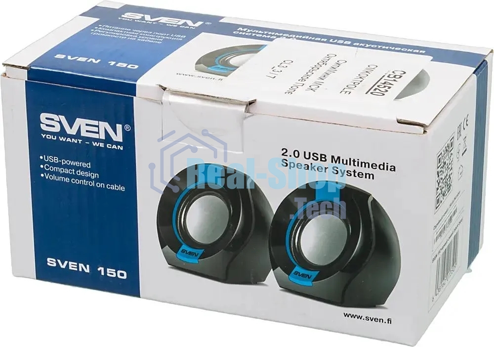 Акустическая система Sven 150 2.0 черный/синий 5Вт