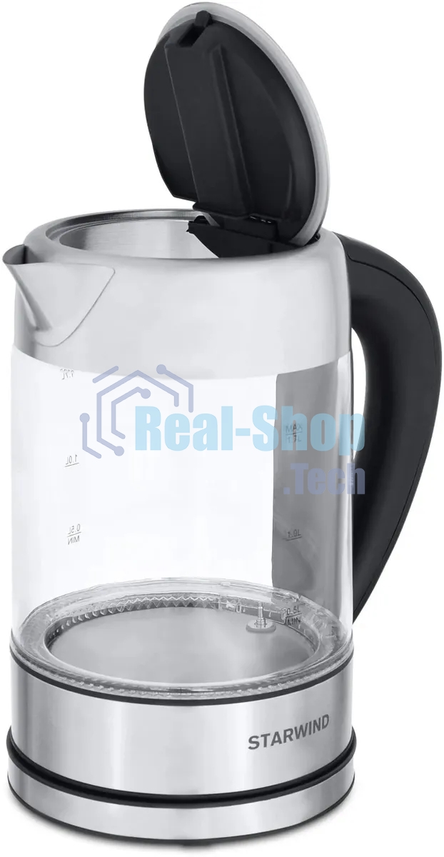 Чайник электрический Starwind SKG5213 1.7 л, 2200 Вт, черный/серебристый