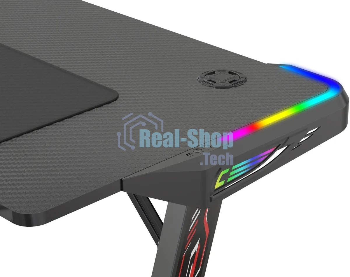 Стол игровой Cactus CS-GTZ-BK-RGb столешница ДСП, черный каркас черный