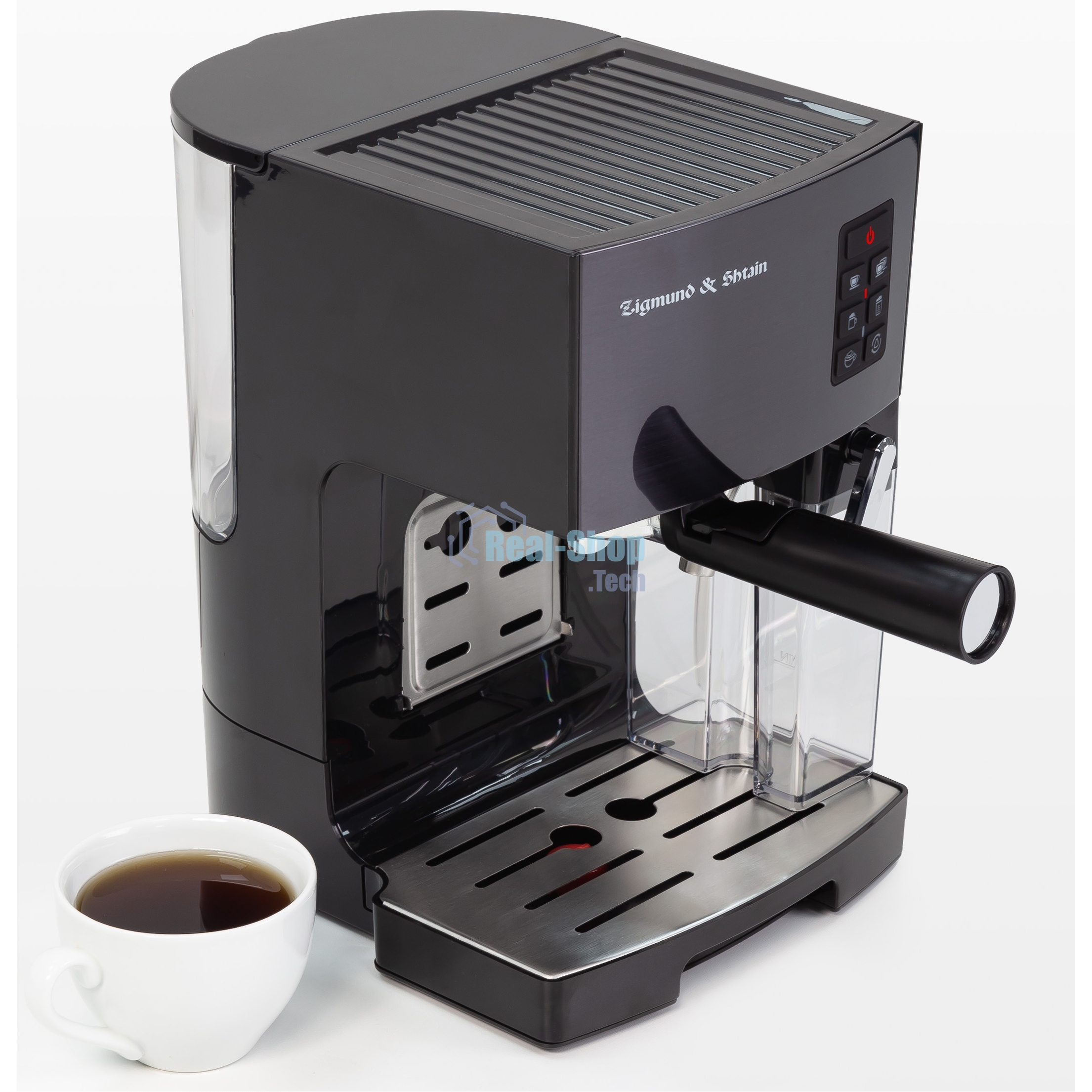 Кофеварка рожковая Zigmund & Shtain ZCM-889 черный, исп. кофе - молотый, 1.4 л, 1500 Вт. 20 бар