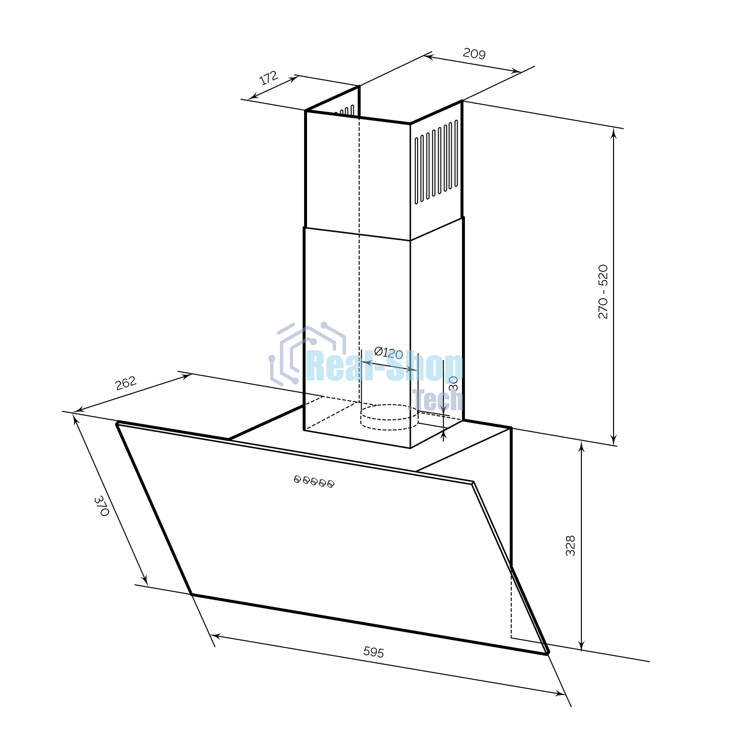 Вытяжка каминная LEX Moza 600 белая, 59.5 см, 590 куб. м/ч, 46 дБ