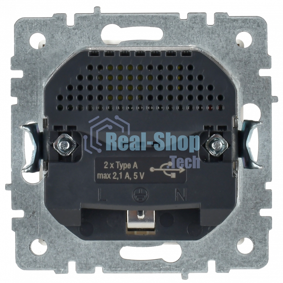 Розетка 1-местная IEK BRITE РЮш10-1-БрБ (BR-R14-16-U21-D21-K01) 16А, с USB A+A 2.1А, с заземлением с защитными шторками, белый