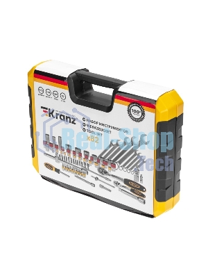 Набор инструментов Kranz 1/2, 1/4, CrV, пластиковый кейс, 82 предмета