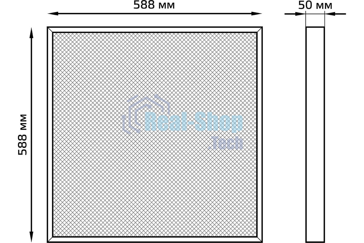 Светильник офисный Gauss MiR 35W 3500lm 5000K IP40 588x588x50мм Грильято призма планки LED