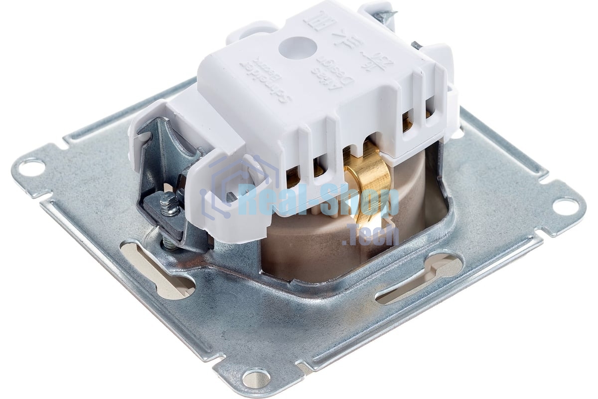 Механизм розетки 1-м СП AtlasDesign с заземл. защ. шторки 16А шампань SchE ATN000545