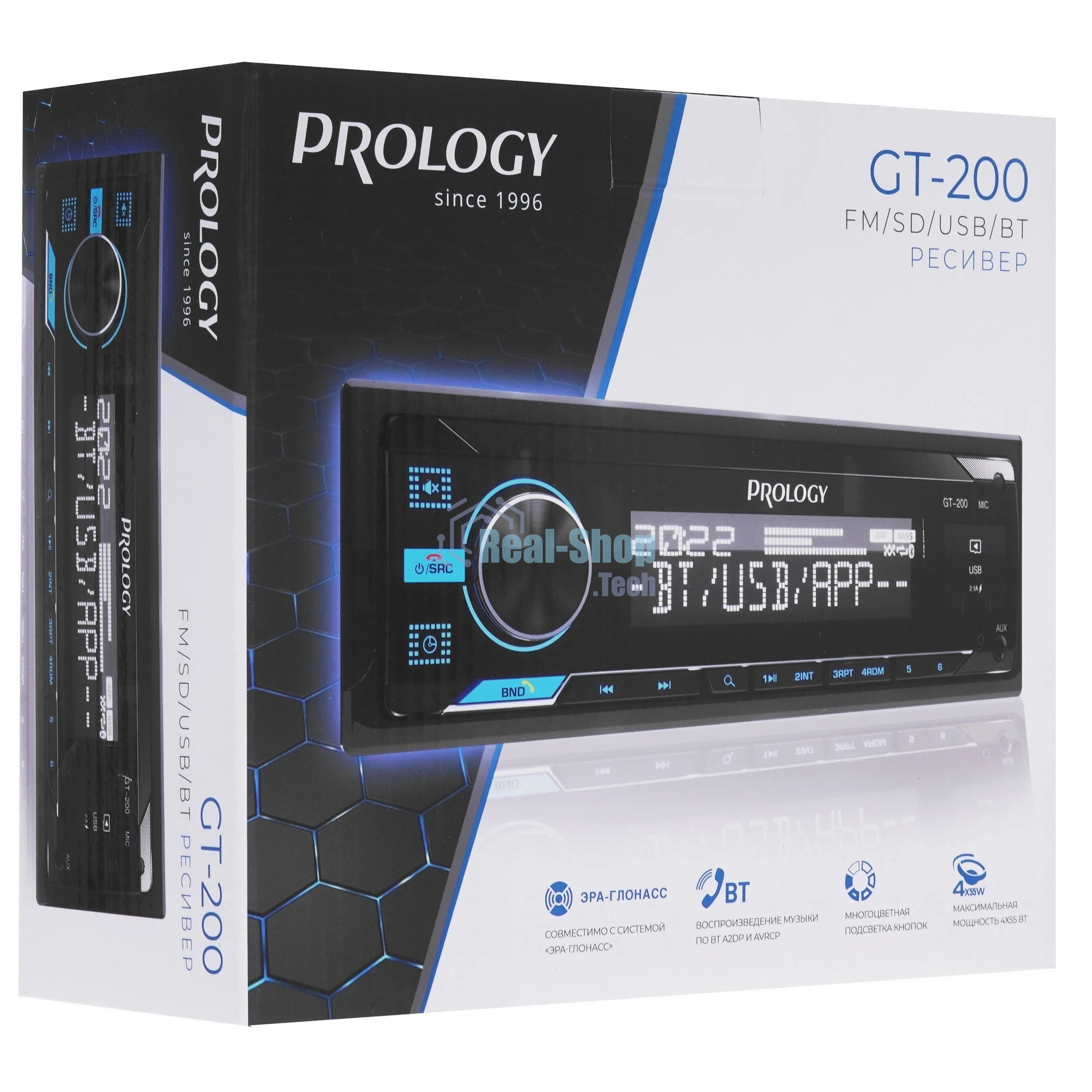 Автомагнитола Prology GT-200, 1 DIN, Bluetooth, USB Type-A, AUX, пульт ДУ