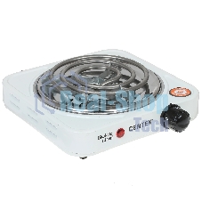 Плита настольная электрическая Centek CT-1508 белый, 1 кВт, ТЭН, конфорки - 1, эмаль, поворотные переключатели