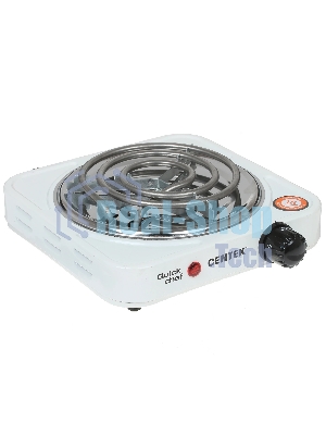 Плита настольная электрическая Centek CT-1508 белый, 1 кВт, ТЭН, конфорки - 1, эмаль, поворотные переключатели