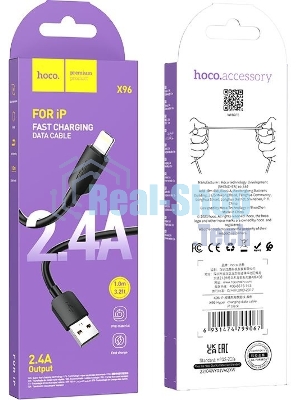 Кабель Hoco X96 Hyper iP USB (m)-Lightning (m) 1м черный коробка