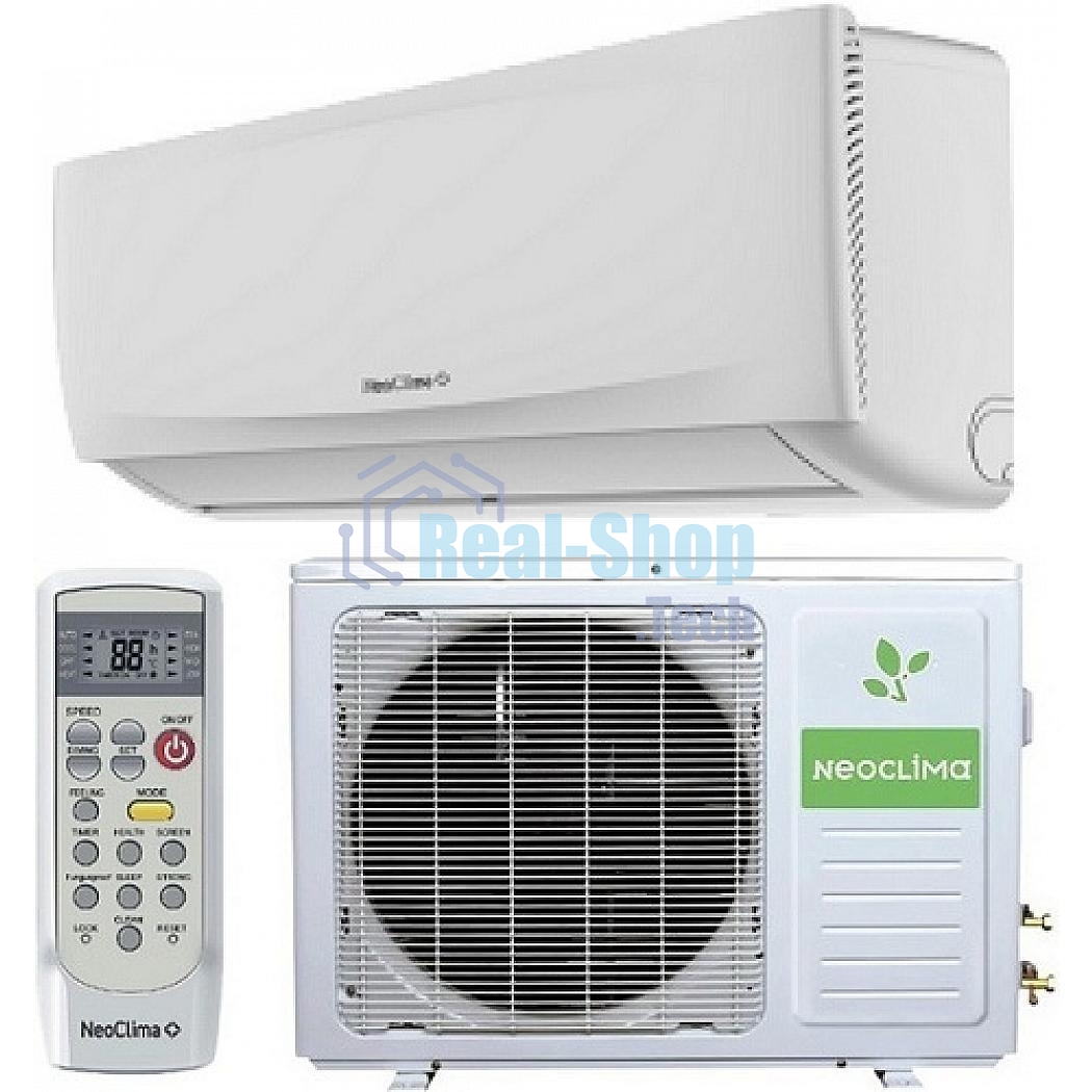 Кондиционер сплит-система Neoclima NS/NU-HAX28R 28000 BTU, 80 м², 37/48 дБ, охлаждение, обогрев, осушение, белый