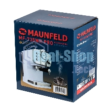 Кофеварка рожковая Maunfeld MF-735WH PRO белый, исп. кофе - молотый, 1.25 л, 1100 Вт, 15 бар