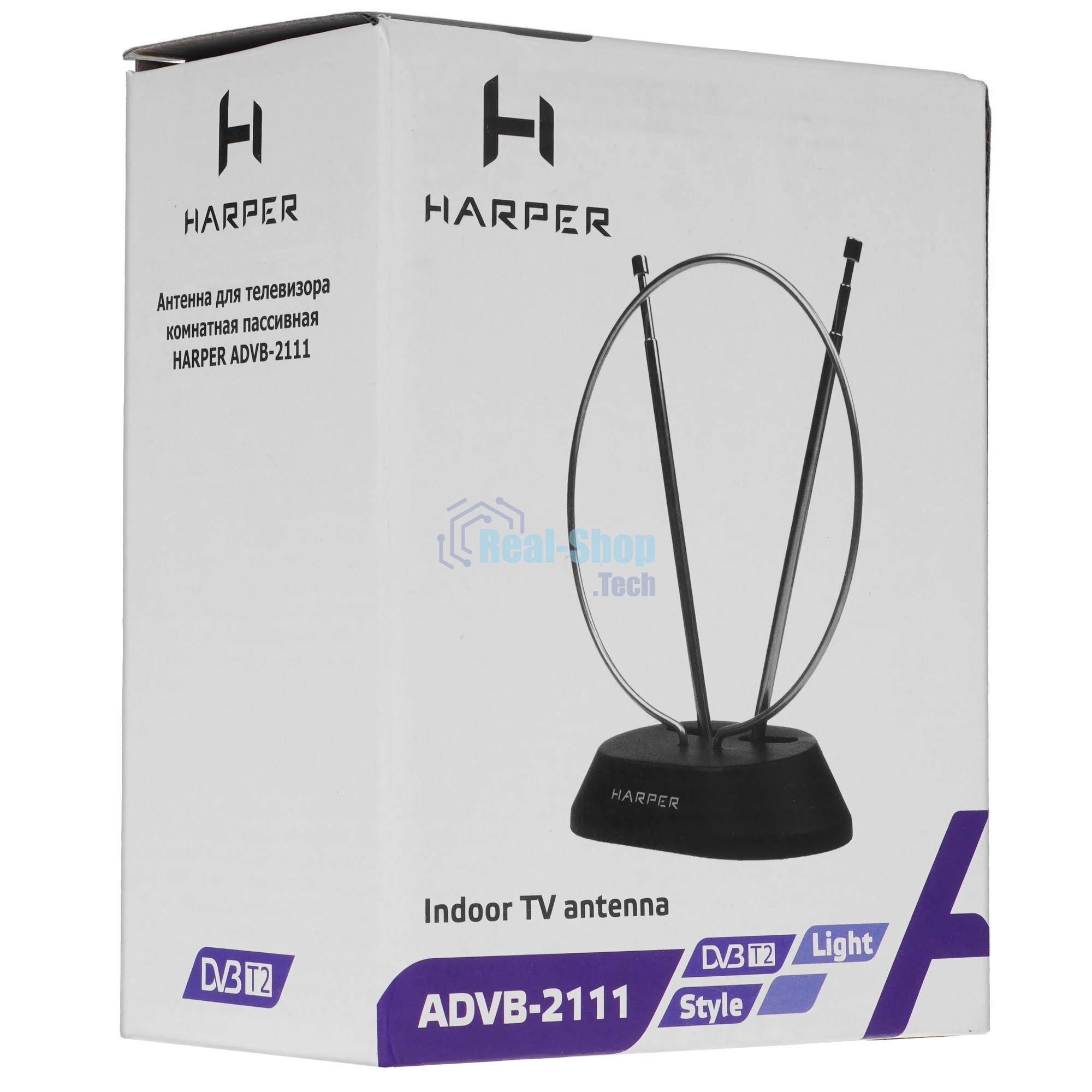 Телевизионная антенна Harper ADVB-2111 (комнатная, пассивная;DVB-T2; VHF/UHF (174–230 MHz, 470-862 MHz); 20 dB; 75; 3dB; 1 м)