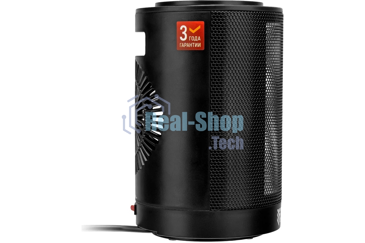 Тепловентилятор керамический Denzel DTFC-1200S, черный, 600/1200 Вт, 12 м2, 3 режима, термостат