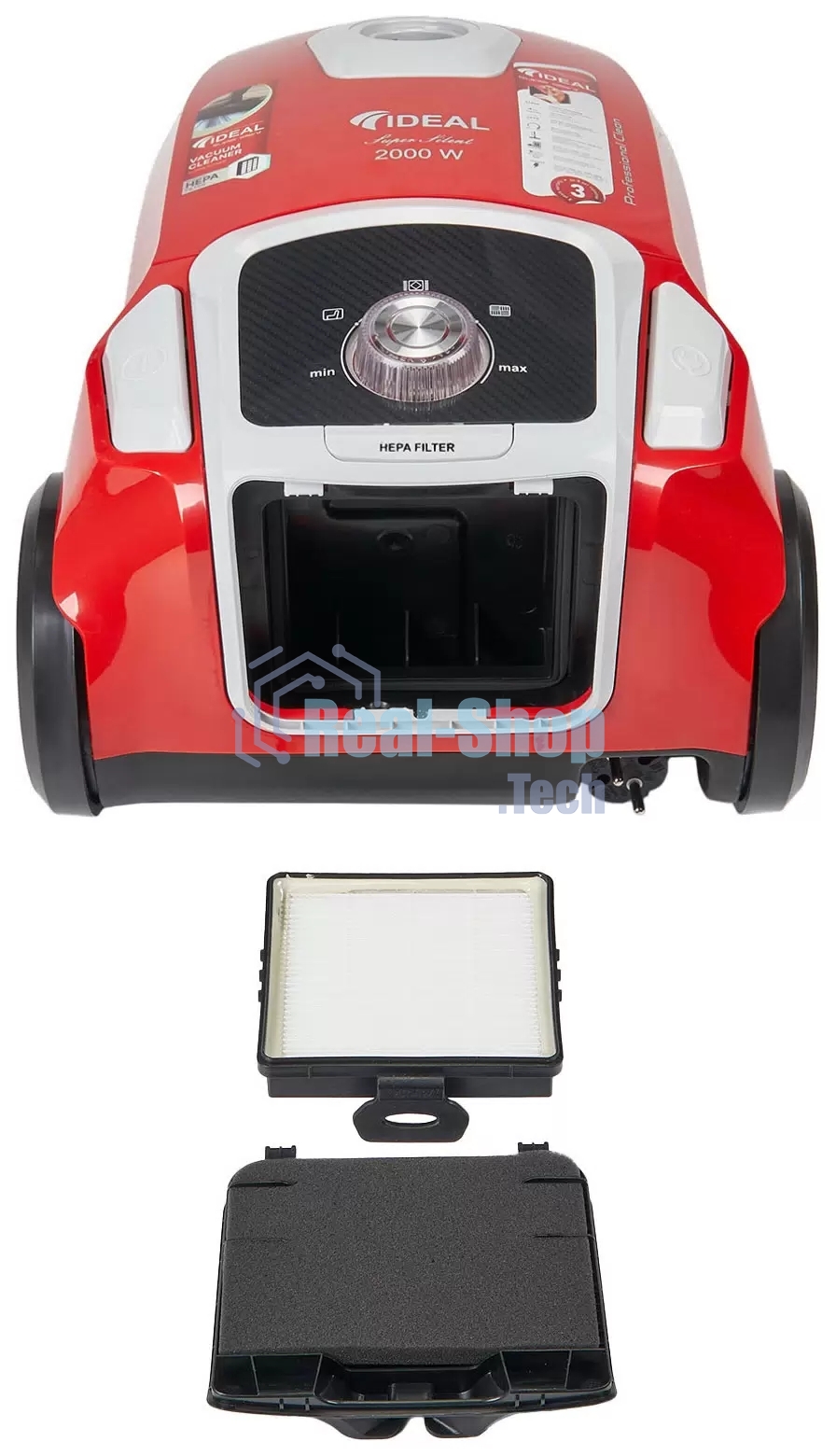 Пылесос IDEAL VC-2000 красный, 450/2000 Вт, уборка сухая, пылесборник мешок 2.3 л