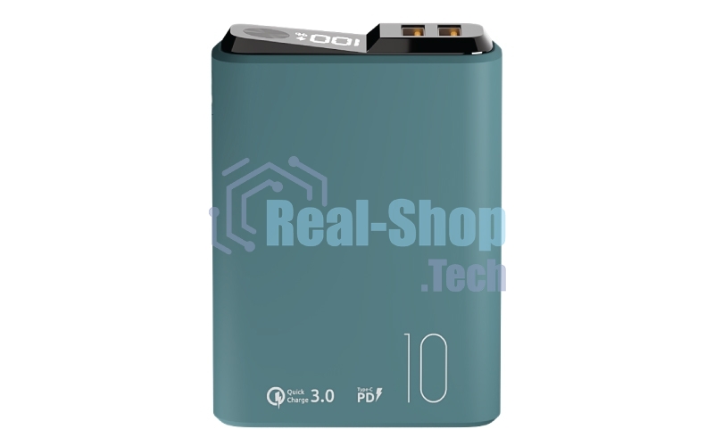 Портативный аккумулятор OLMIO QS-10, 10000mAh, 22.5W QuickCharge3.0/PowerDelivery, LCD, темно-зеленый