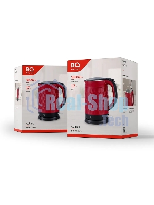 Электрочайник BQ KT1715P красный-черный, 1.7 л, 1800 Вт, скрытый нагревательный элемент
