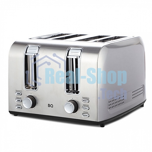 Тостер BQ T2001 Steel-Black, Мощность 1500 Вт, 7 степеней поджаривания, Функция подогрева, разморозки и 