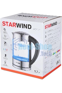 Чайник электрический Starwind SKG5213 1.7 л, 2200 Вт, черный/серебристый