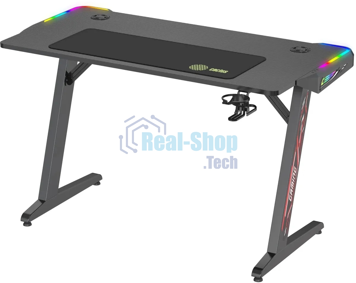 Стол игровой Cactus CS-GTZ-BK-RGb столешница ДСП, черный каркас черный