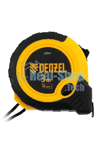 Рулетка Denzel 3м х 16мм, двухкомп. корпус, кнопка-пауза
