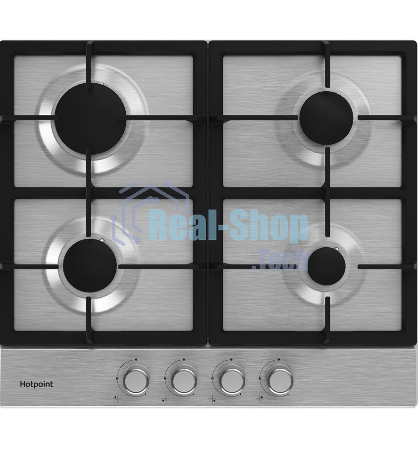 Газовая варочная поверхность Hotpoint HGMT 641 IX, 4 конфорки, нержавеющая сталь, 7400 Вт