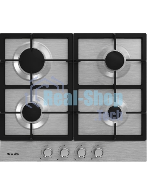 Газовая варочная поверхность Hotpoint HGMT 641 IX, 4 конфорки, нержавеющая сталь, 7400 Вт