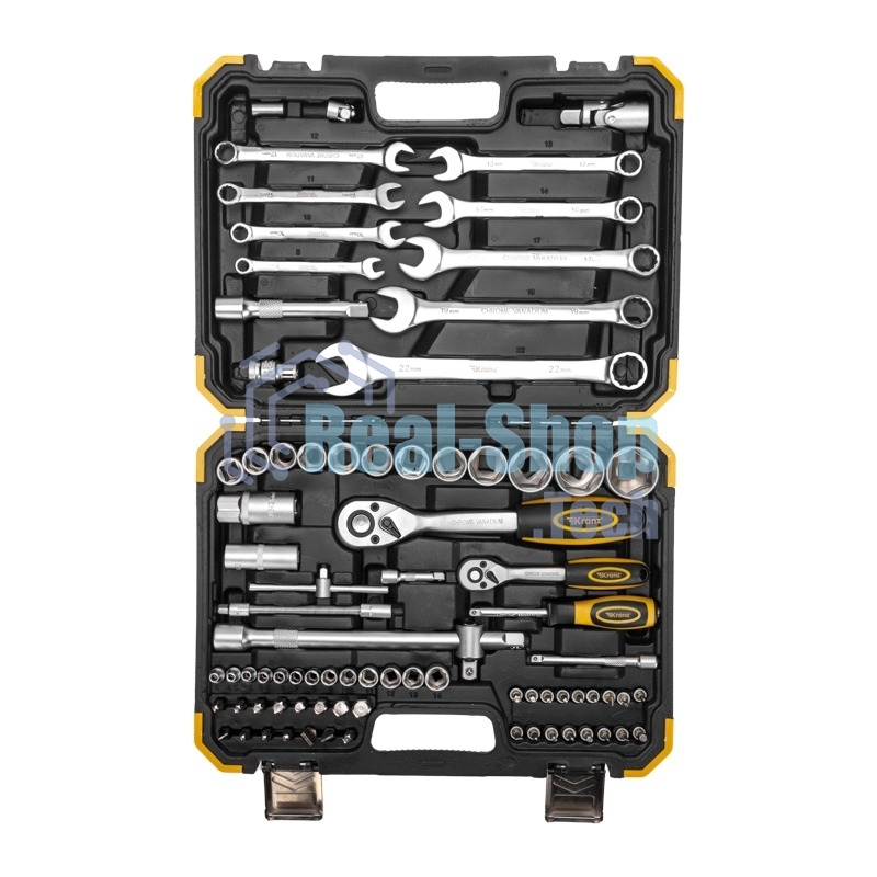 Набор инструментов Kranz 1/2, 1/4, CrV, пластиковый кейс, 82 предмета